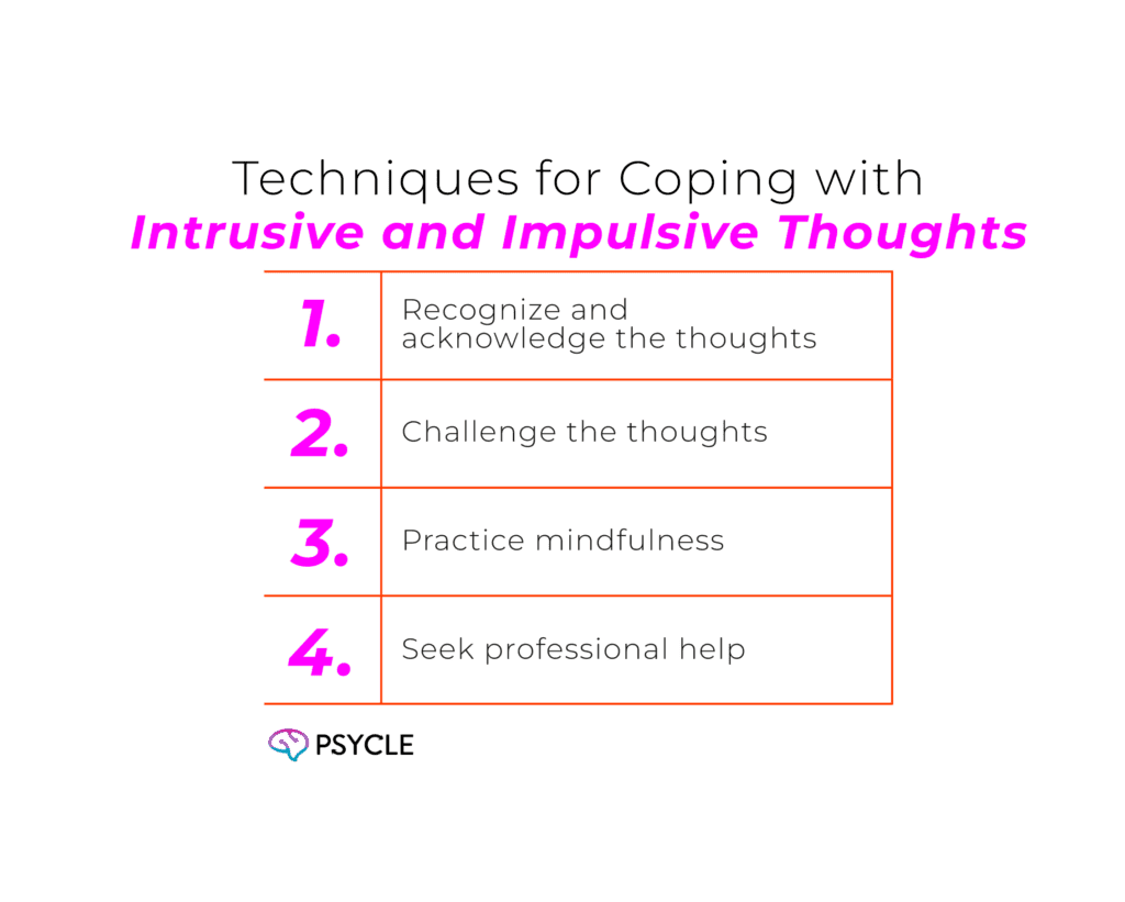 Table showing the coping mechanisms for intrusive and impulsive thoughts.