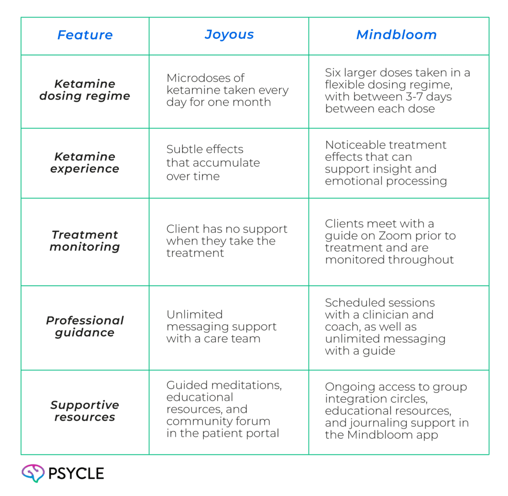Joyous vs. Mindbloom at a Glance