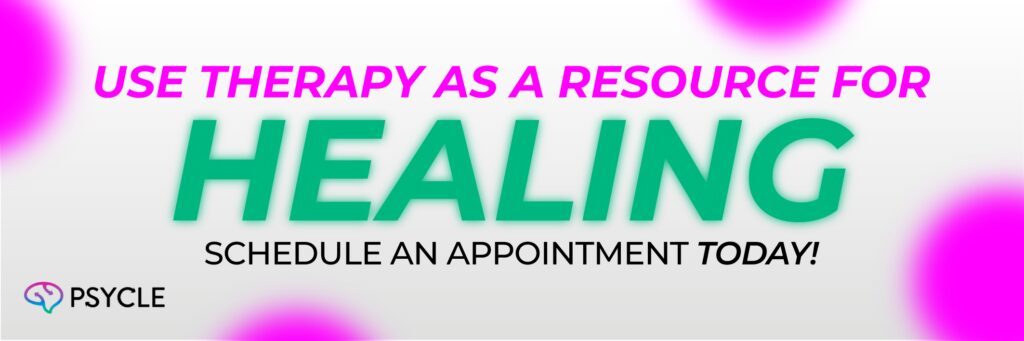 Banner inviting people to try therapy