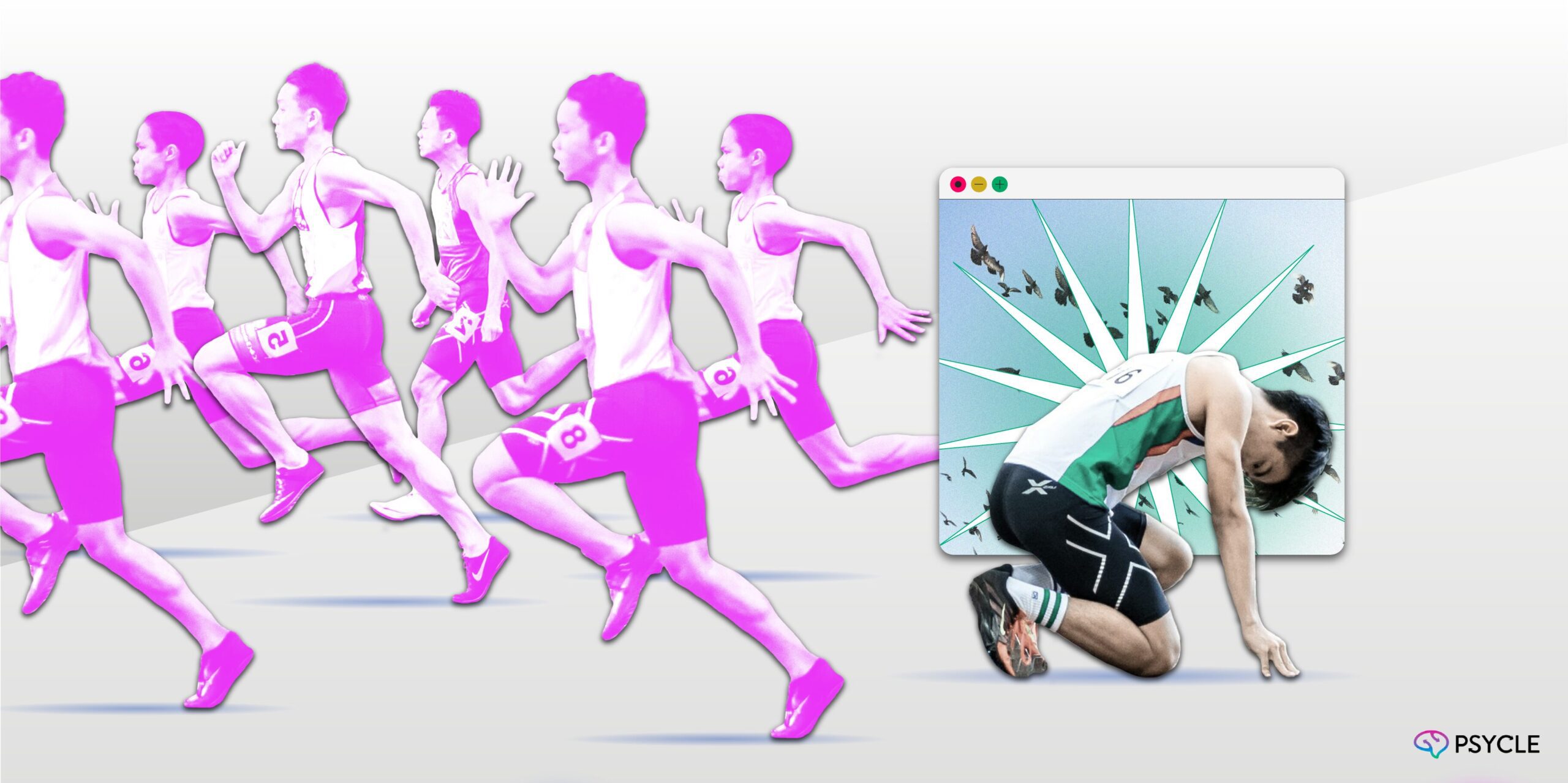 Kids running from an adult kneeling in pain