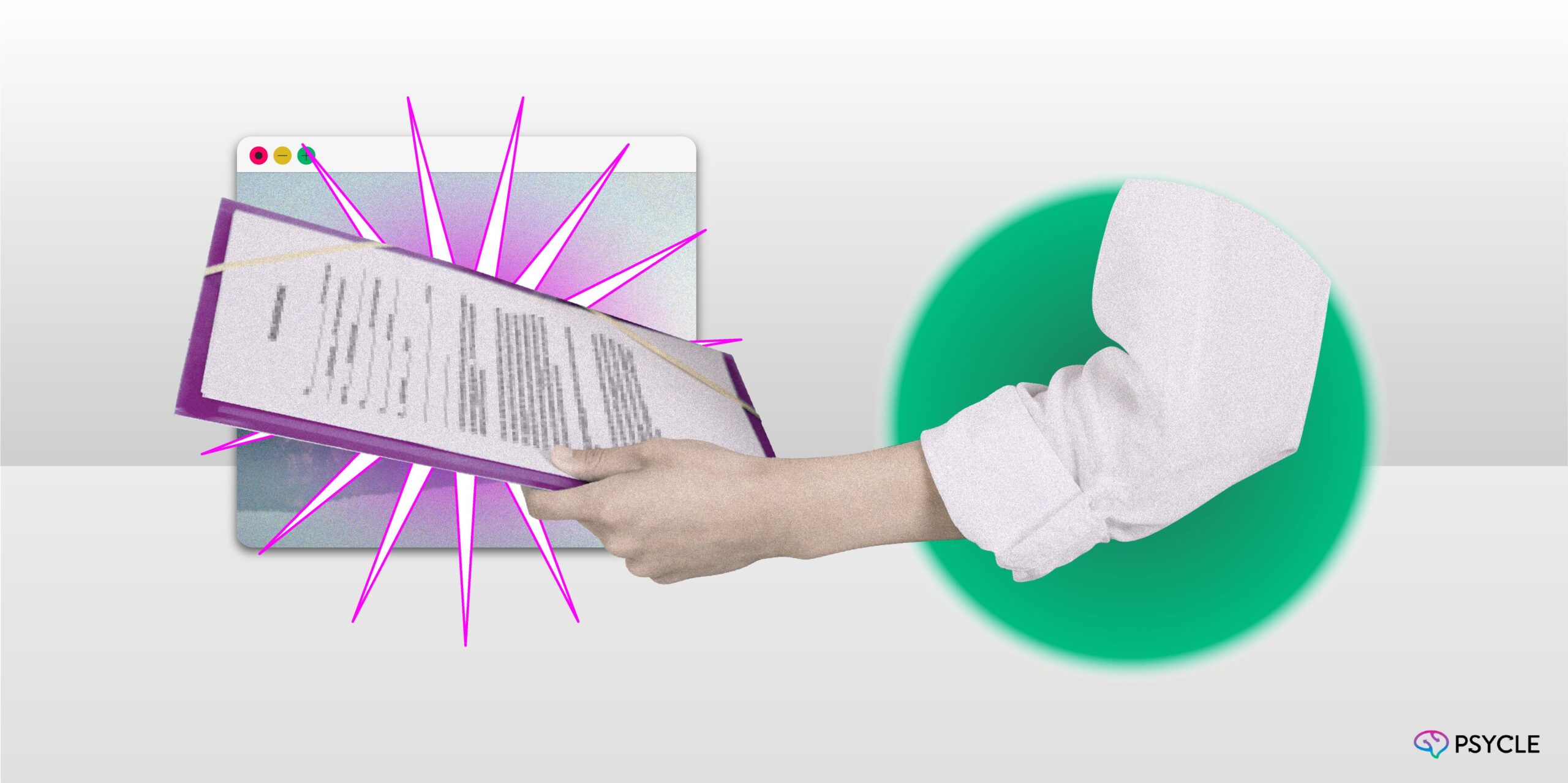 Illustration of a person's arm holding a tablet with a form.