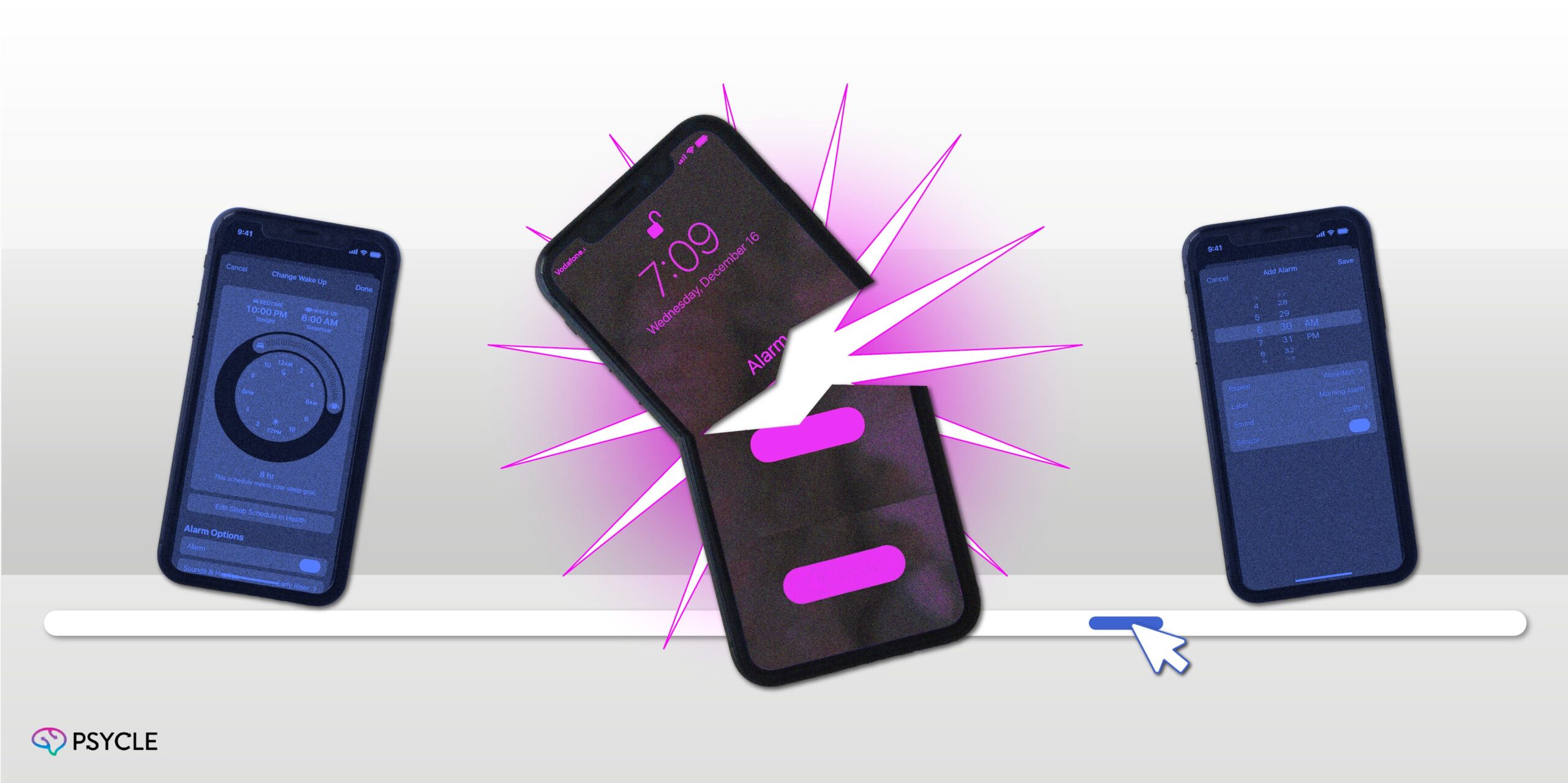 Illustrations of various cellphones.