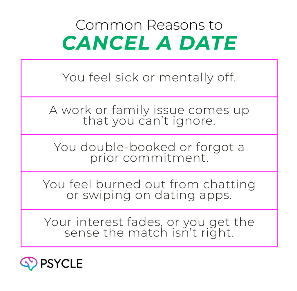 Reasons to Cancel a Date Last Minute