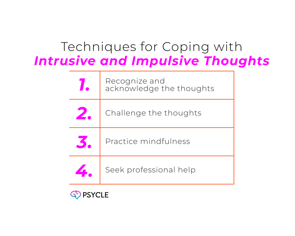 Table showing the coping mechanisms for intrusive and impulsive thoughts.