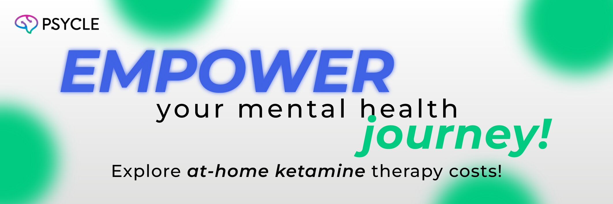 Banner that reads "Empower your mental health journey! Expora at-home ketamine therapy costs.