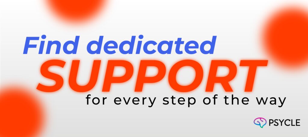 Banner that reads "Find dedicated support for every step of the way"