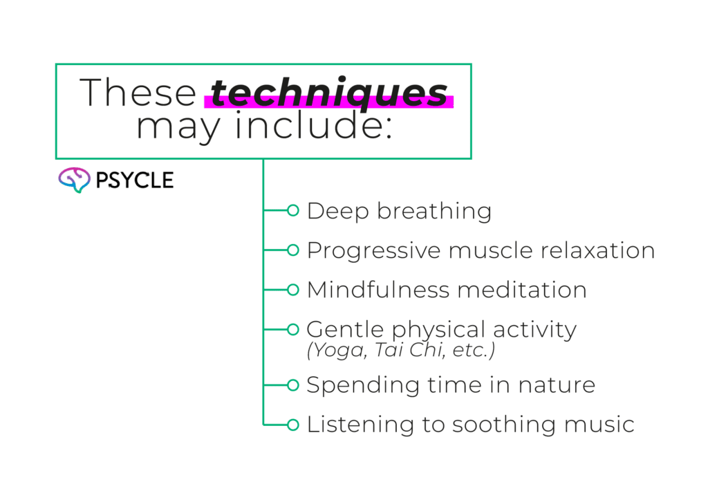 Graphic showing techniques that promote relaxation and calmness